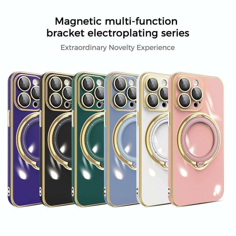 For iPhone XR Multifunction Electroplating MagSafe Holder Phone Case(White)