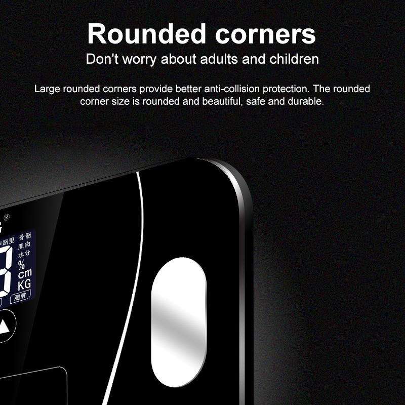 LCD Display Body Electronic Smart Weighing Scales Bathroom Scale Digital Human Weight Scales(Black)