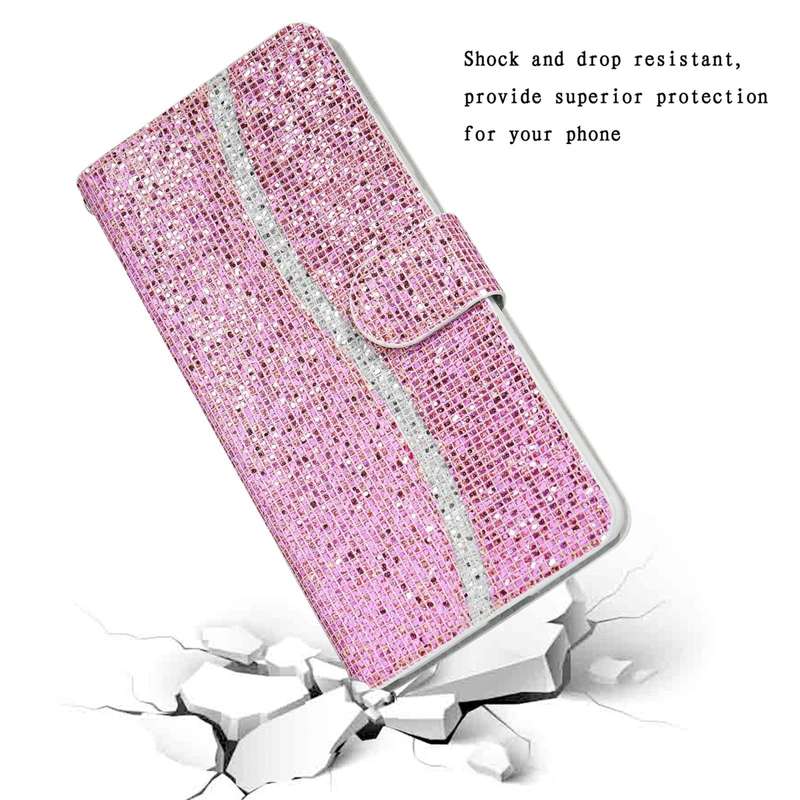 For Samsung Galaxy A33 5G Glitter Powder Leather Phone Case(Pink)