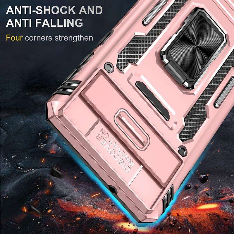 For Samsung Galaxy S10 Armor PC + TPU Camera Shield Phone Case(Rose Gold)