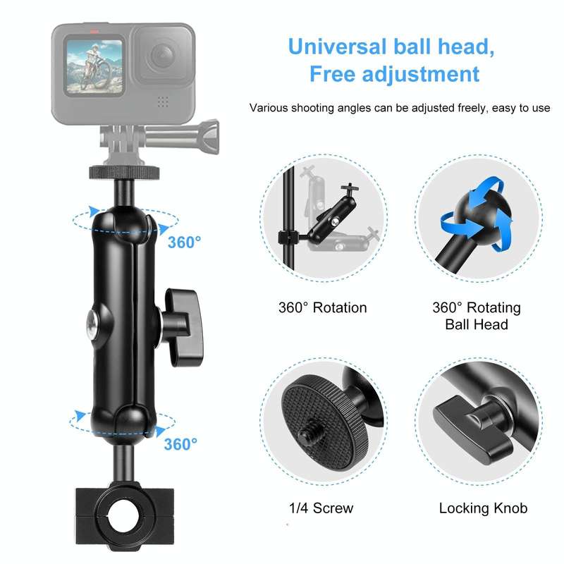 PULUZ Motorcycle Holder Rearview Mirror Fixed Mount for GoPro and Other Action Cameras (Black)