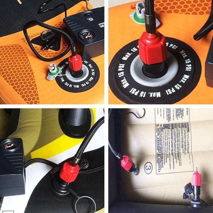 Surfing Paddle Board Rubber Boat Inflatable Bed Air Valve Adapter Car Air Pump Adapter(Red)