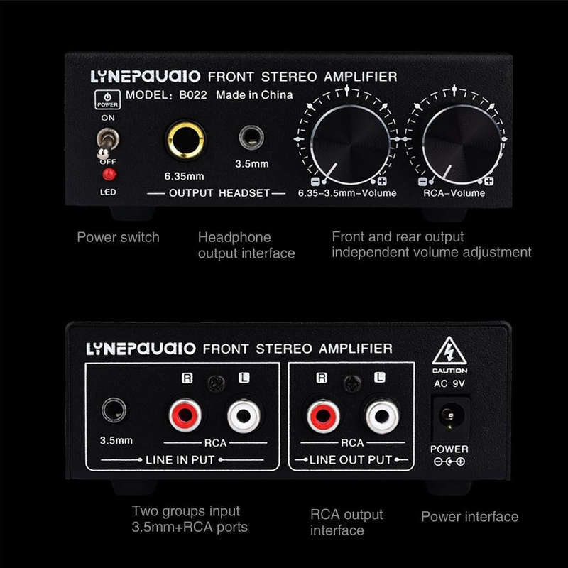 B022 Pre-Stereo Signal Amplifier Volume Booster Headphones Active Speaker Preamp Audio Amplifier