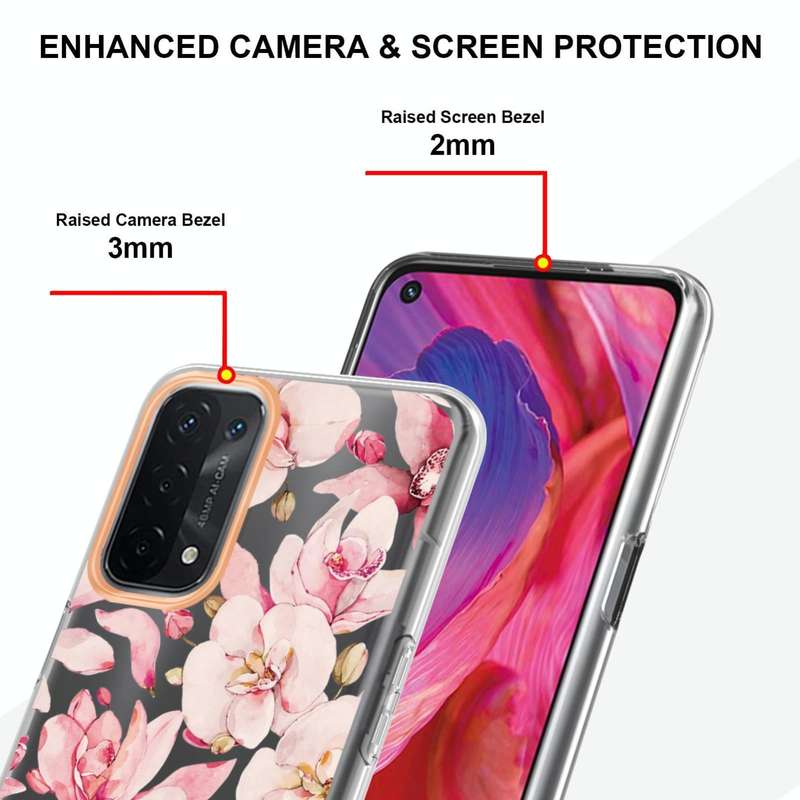 For OPPO A74 5G / A93 5G / A54 5G / A93S 5G Flowers and Plants Series IMD TPU Phone Case(Pink Gar...