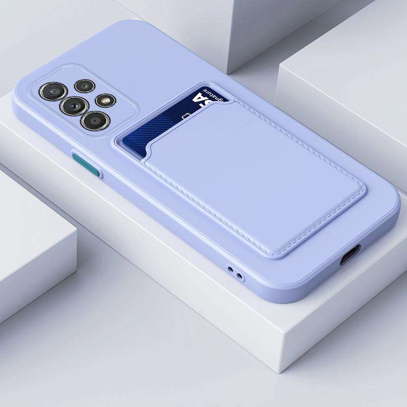 For Samsung Galaxy A23 4G / 5G Skin Feel Card TPU Contrast Color Button Phone Case(Purple)