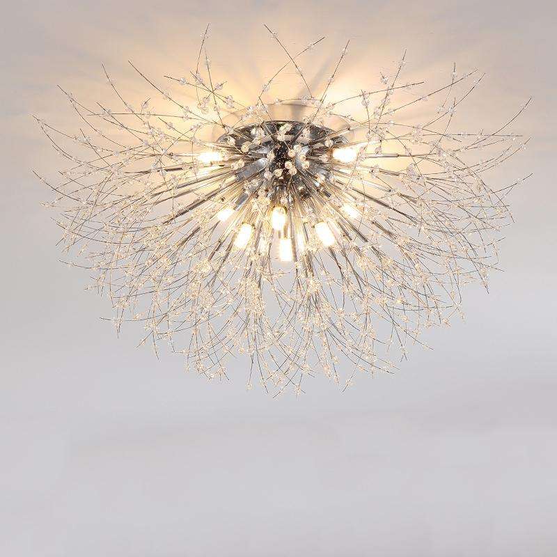 Bedroom Crystal Ceiling Lamp Creative Dandelion Living Room Lamp Dining Room Lamp, Style:Chrome (...