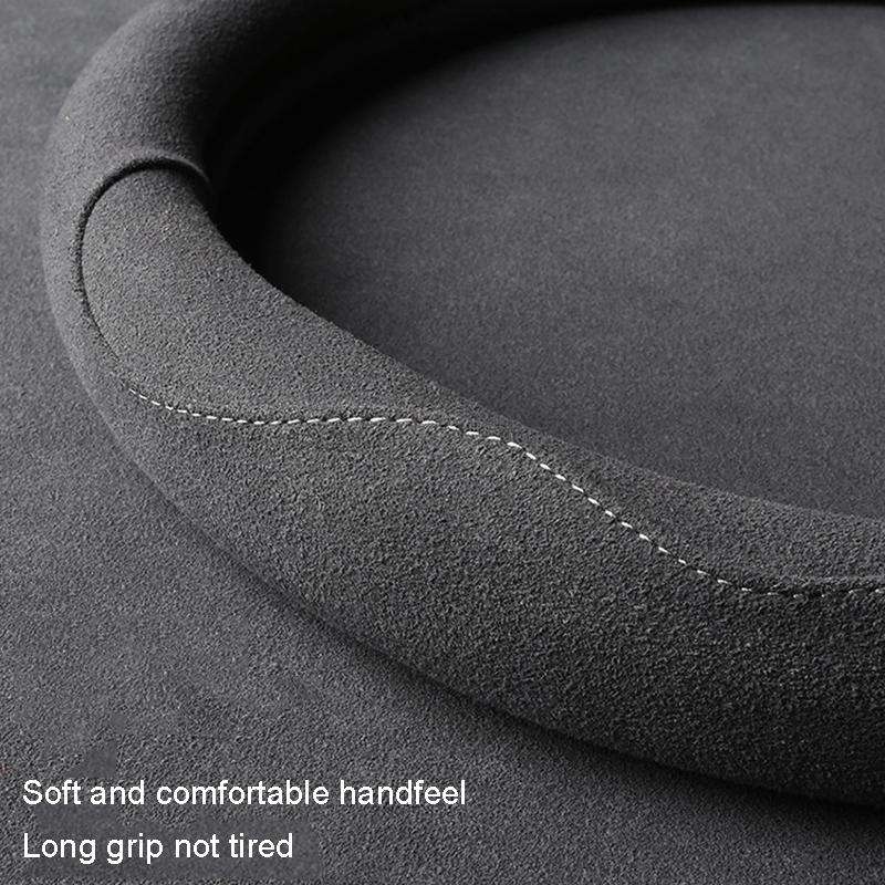 Turned Fur D Type Steering Wheel Cover, Size: 38cm(Gray)