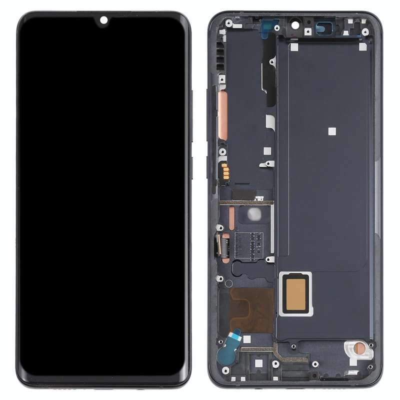 AMOLED LCD Screen for Xiaomi Mi Note 10 Lite M2002F4LG Digitizer Full Assembly with Frame(Black)