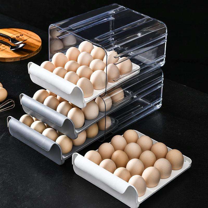 Household Double-Layer Drawer Type Egg Storage Box(White)