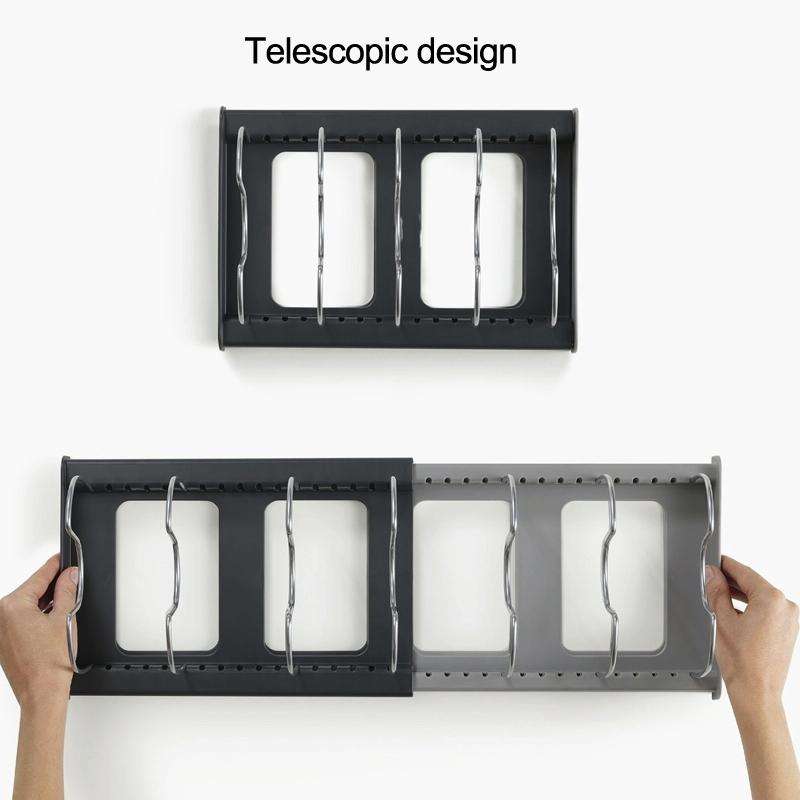 Adjustable Kitchen Shelf Kitchenware Cutting Board Pot Cover Telescopic Shelf