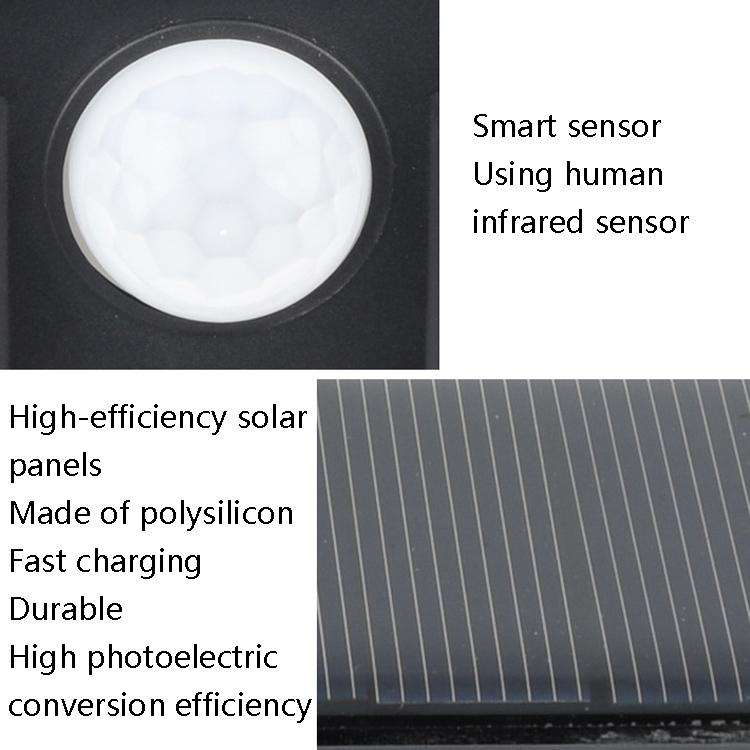 TG-TY00401 118 LED Solar 3-Sides Floodlit Motion Sensing Wall Light Outdoor Garden Corridor Stree...