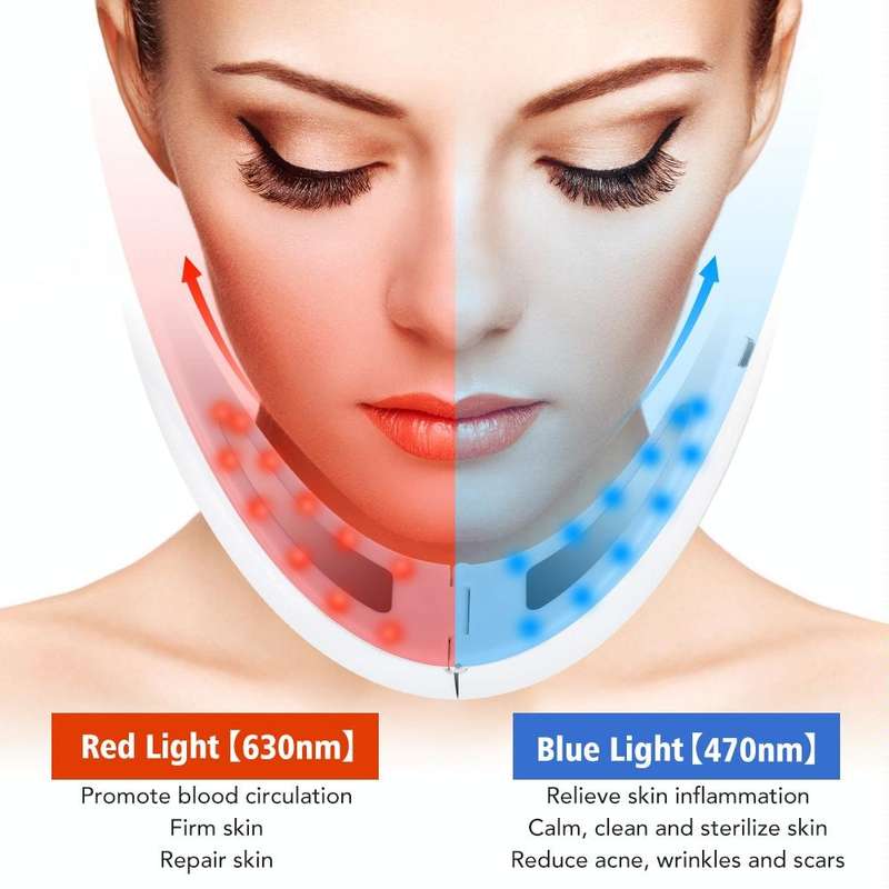 106892 EMS Microcurrent Red and Blue Light Massage Face-Lifting Instrument(White)