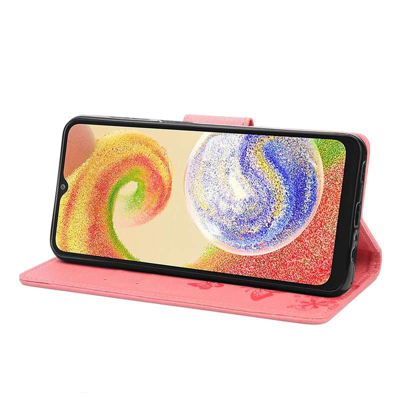 For Samsung Galaxy A04 Butterfly Embossed Horizontal Flip Leather Phone Case(Pink)