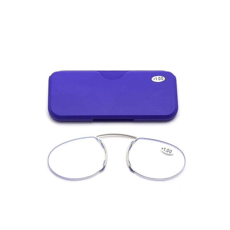 Pince-nez Reading Glasses Frameless Magnifying Glasses, Degree: +250(Blue)