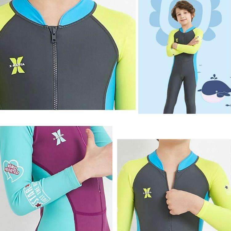 DIVE&SAIL Children Diving Suit Outdoor Long-sleeved One-piece Swimsuit Sunscreen Swimwear, Size: ...