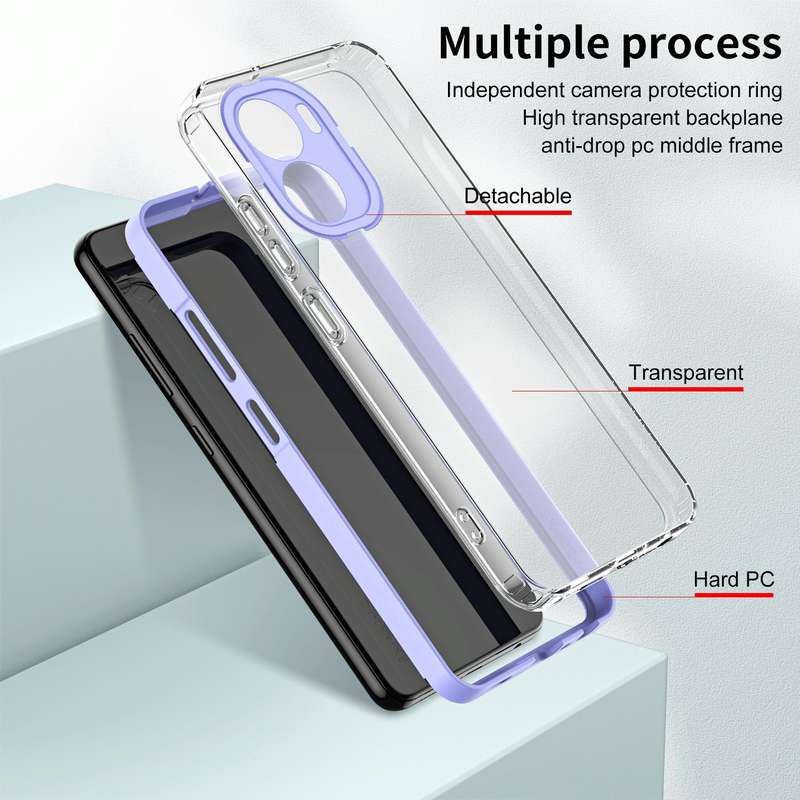 For vivo Y16 3 in 1 Clear TPU Color PC Frame Phone Case(Purple)