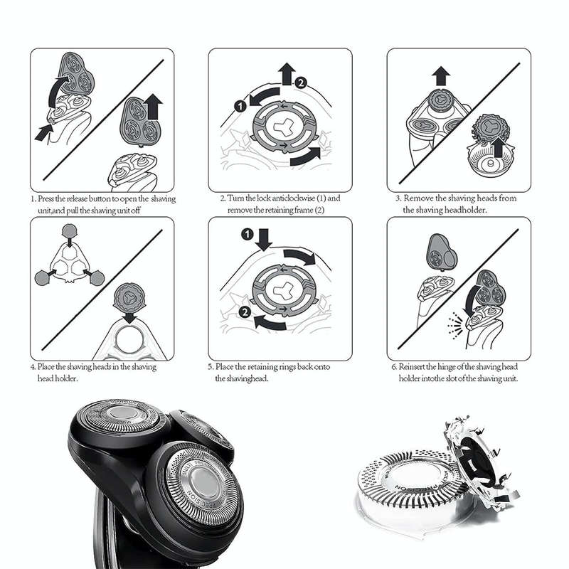 For Philips Electric Shaver S5000 Series SH50 Replacement Blade Head Integral Three Head(Silver)