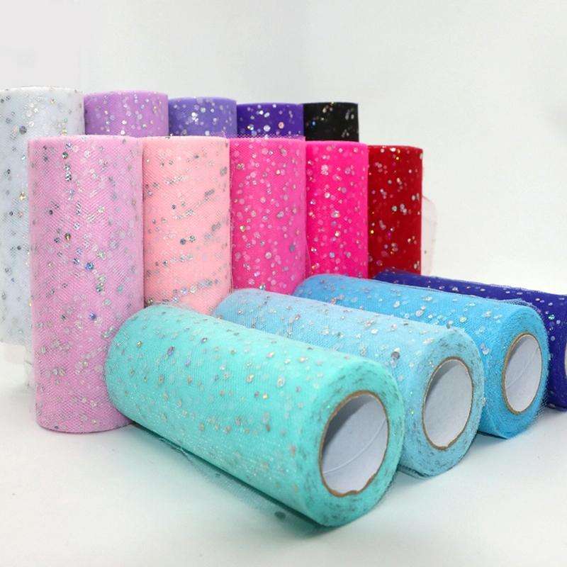 Tulle Roll 25 Yards 13cm Organza Laser Crafts Wedding Decoration Tulle Birthday Party Supplies(Si...