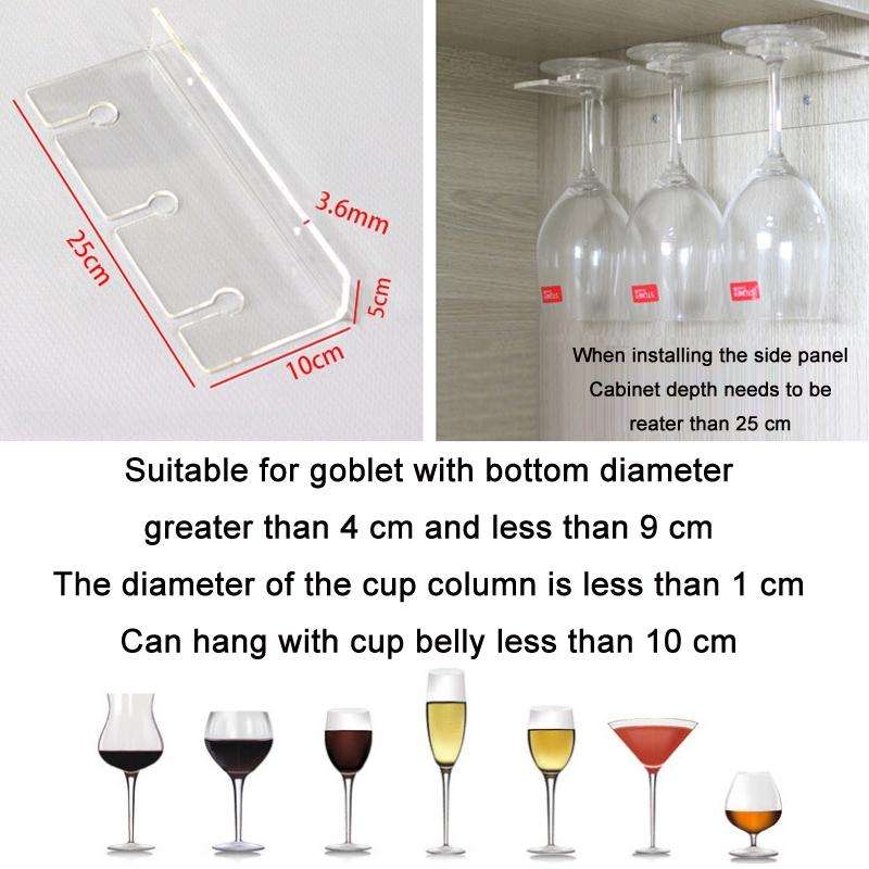 Household Red Wine Goblet Acrylic Upside Down Cup Holder(Three Cups)
