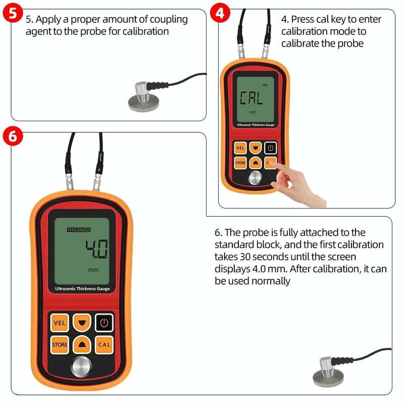 GM-100 Ultrasonic Thickness Meter Tester Gauge Velocity 1.2~225mm(Red)