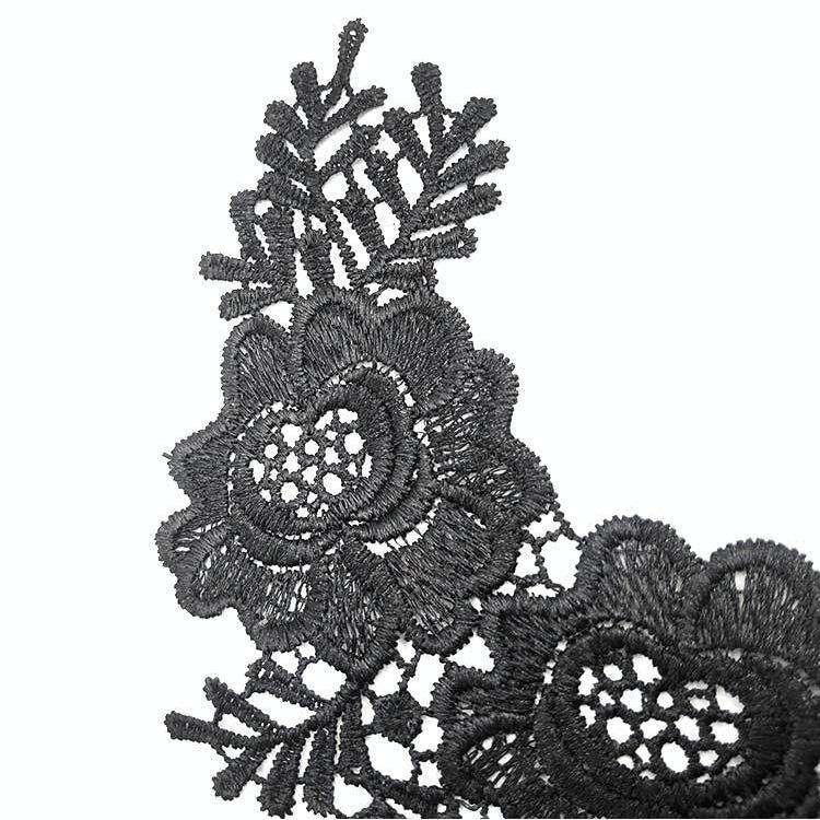 Gold 1 Pair Three-dimensional Hollow Flower Embroidery Collar Flower DIY Clothing Accessories, Un...
