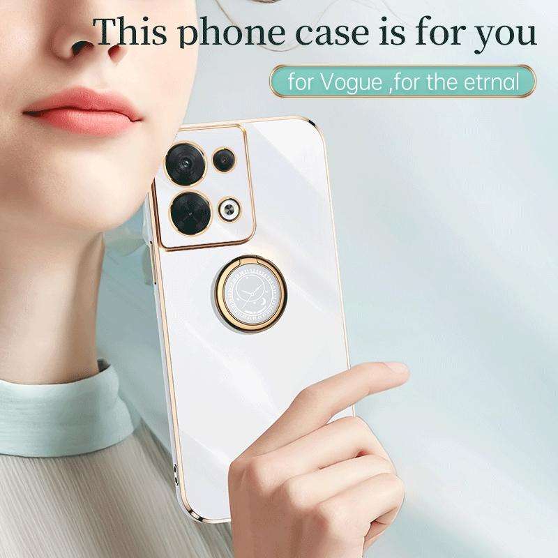 For OPPO Reno8 Pro XINLI Straight Edge 6D Electroplate TPU Phone Case with Ring Holder(Celestial ...