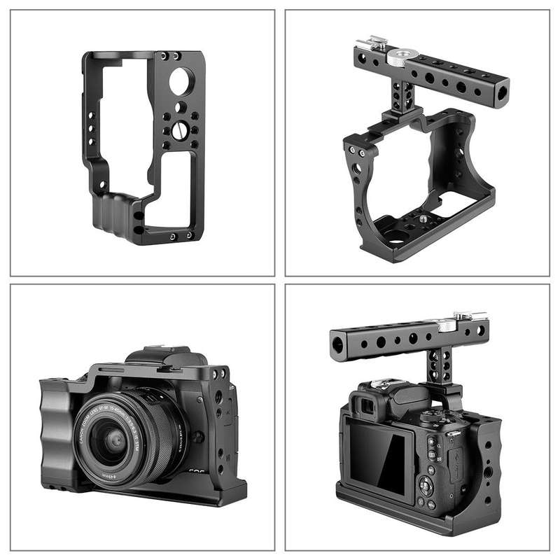 PULUZ Video Camera Cage Stabilizer with Handle for Canon EOS M50(Black)