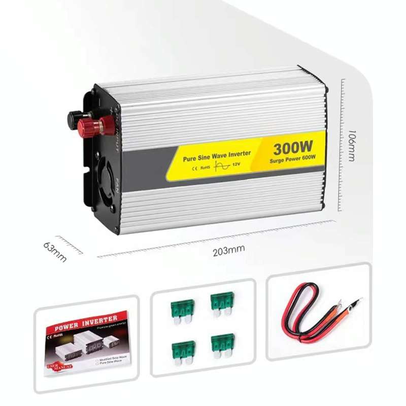 SUVPR DY-LG300S 300W DC 12V to AC 220V 50Hz Pure Sine Wave Car Power Inverter with Universal Powe...