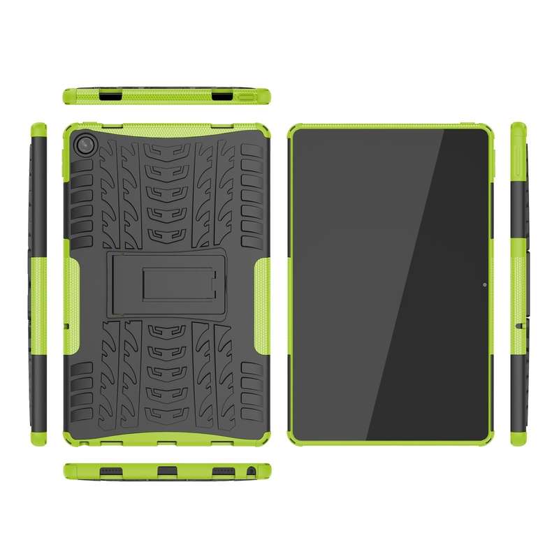 For Lenovo Tab M10 Plus 10.6 3rd Gen 2022 Tire Texture TPU+PC Shockproof Case with Holder(Green)