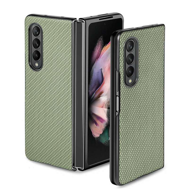 For Samsung Galaxy Z Fold3 5G Cross Pattern Slim PC Protective Case(Green)