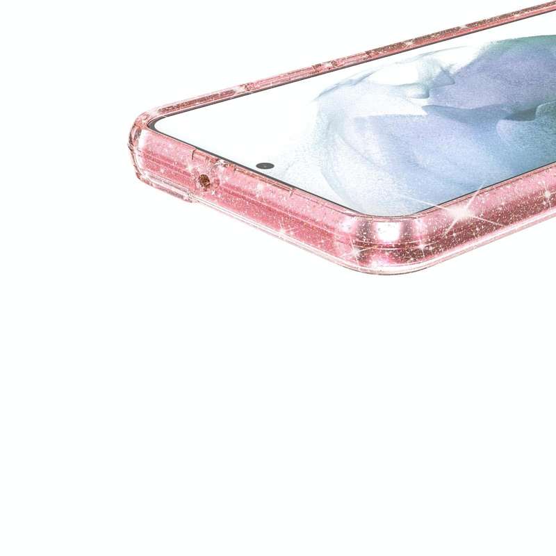For Samsung Galaxy S22 5G Shockproof Terminator Style Glitter Powder Protective Phone Case(Pink)