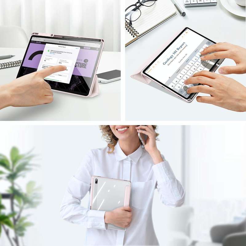 For Samsung Galaxy Tab S8/S7 DUX DUCIS TOBY Series Horizontal Flip Tablet Case(Pink)