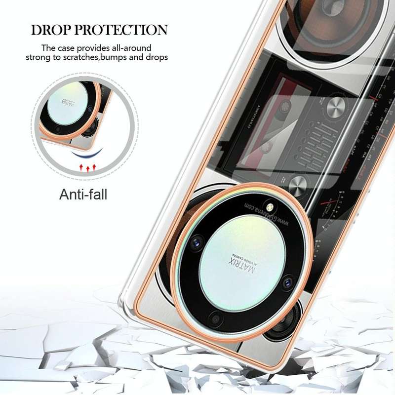 For Honor X9a / Magic5 Lite Electroplating Marble Dual-side IMD Phone Case(Retro Radio)