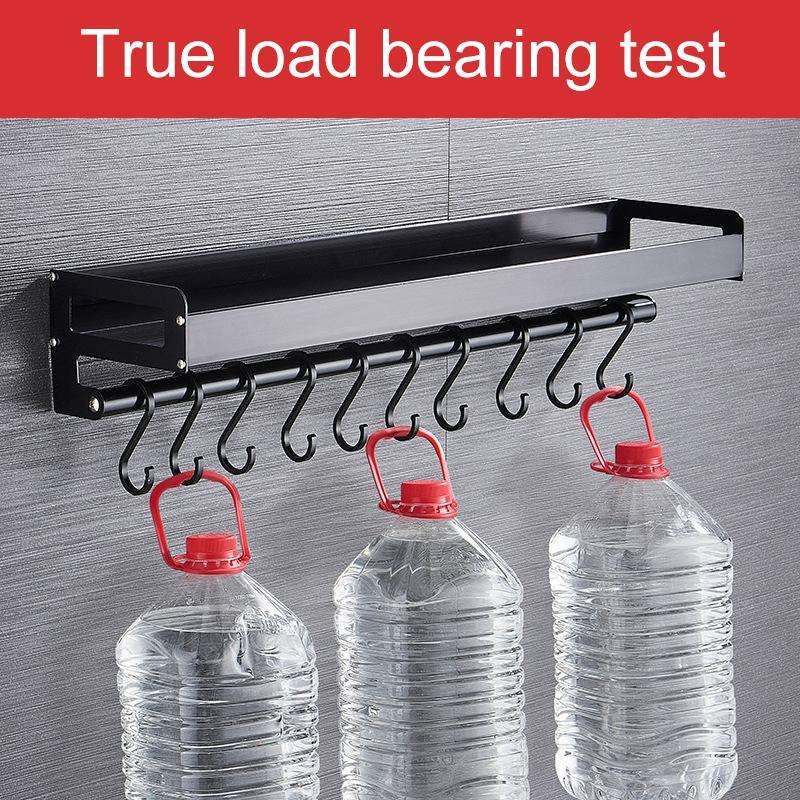 30cm 4 Hooks Kitchen Multi-function Wall Hanging Holder Seasoning Storage Rack(Black)