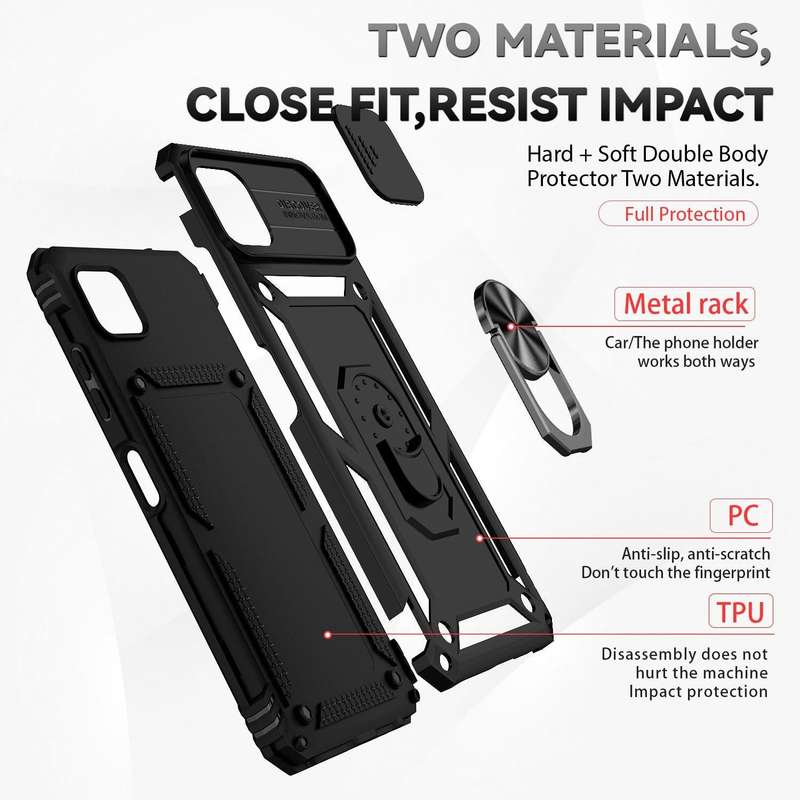 For Samsung Galaxy A22 5G Sliding Camshield Holder Phone Case(Black)