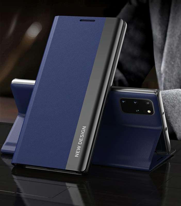 For Samsung Galaxy A13 4G Side Electroplated Adsorption Flip Leather Case(Dark Blue)