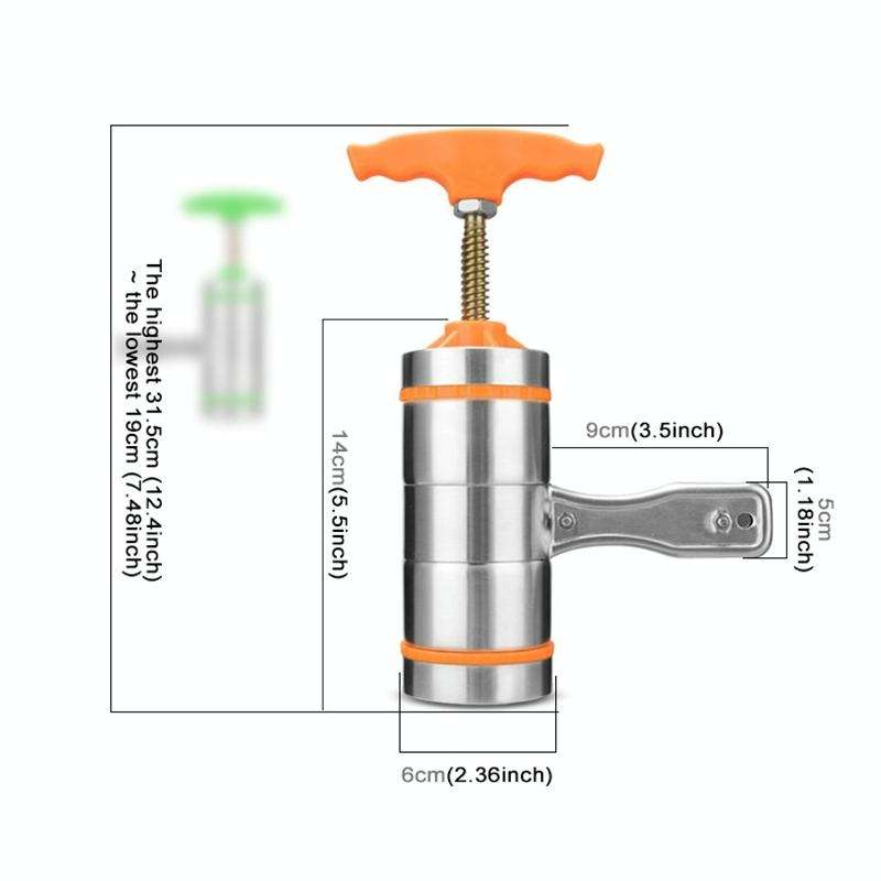 5 Molds Household Manually Small Stainless Steel Pressing Style Handhold Noodle Machine (Orange)