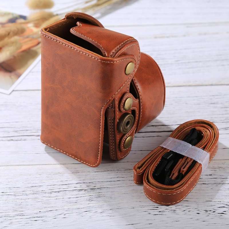 Full Body Camera PU Leather Case Bag with Strap for Sony A6000 / A6300 / Nex 6(Brown)