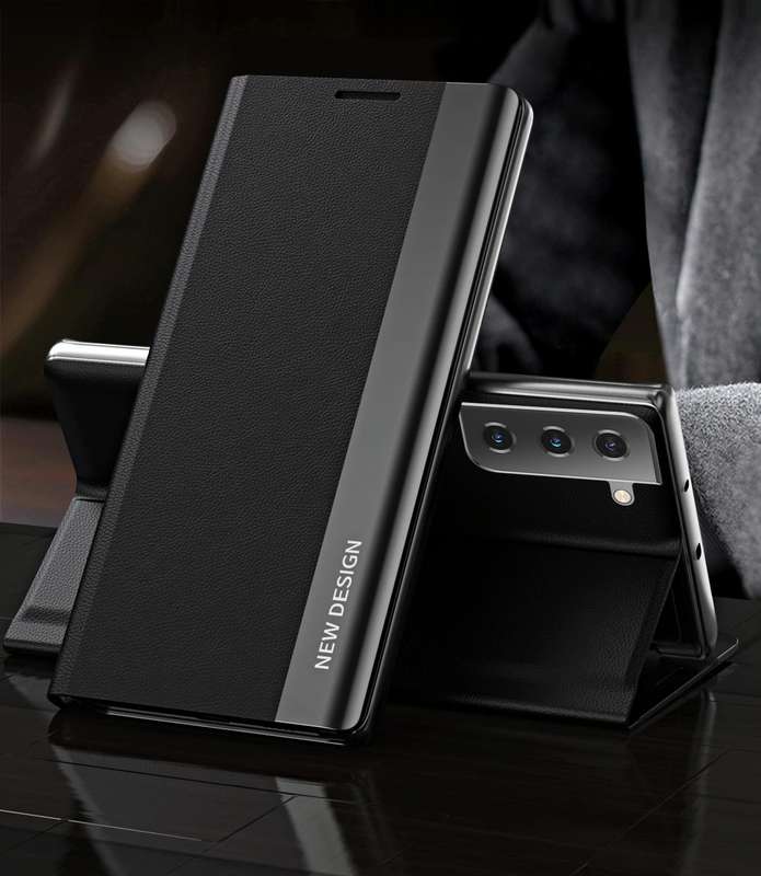 For Samsung Galaxy S21+ 5G Side Electroplated Magnetic Ultra-Thin Horizontal Flip Leather Case wi...