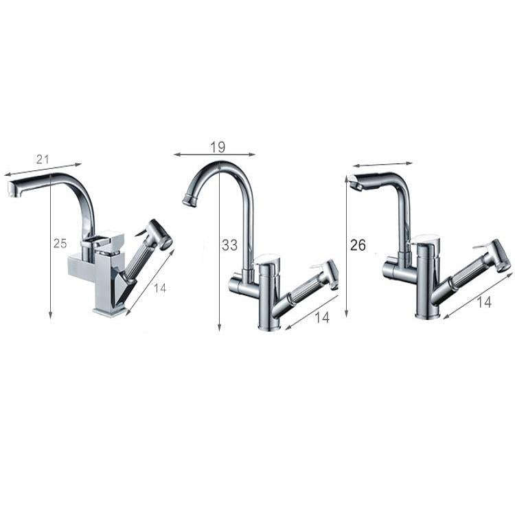 Kitchen Pull-Out Double Faucet Water Table Hot And Cold Water Faucet, Specification: Round Univer...