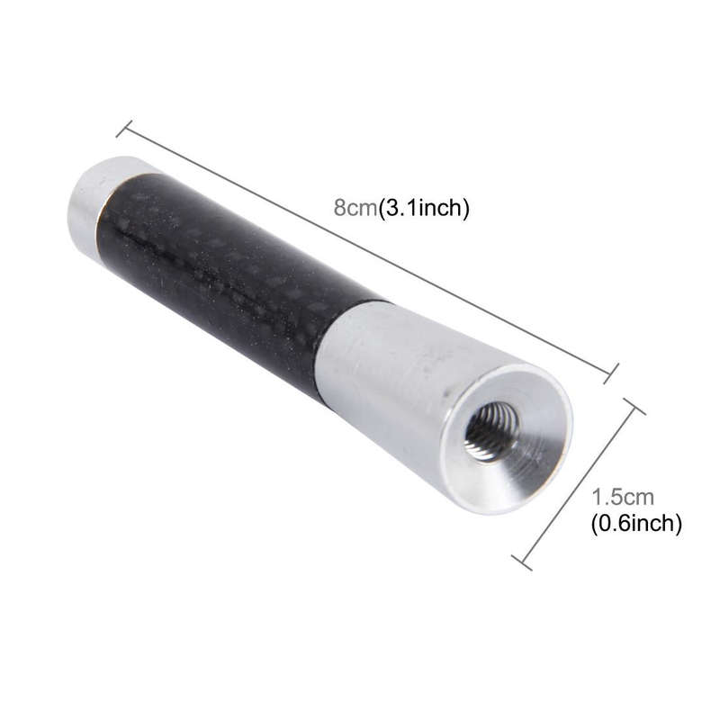 Carbon Fiber Aluminum Short Antenna Polished Universal Screws Base(Medium Size) (Silver)
