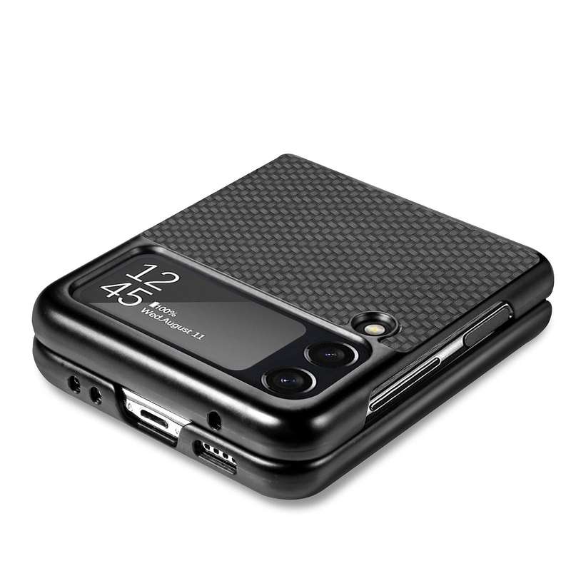 For Samsung Galaxy Z Flip4 Fiber Texture Fold Shockproof Phone Case(Black)