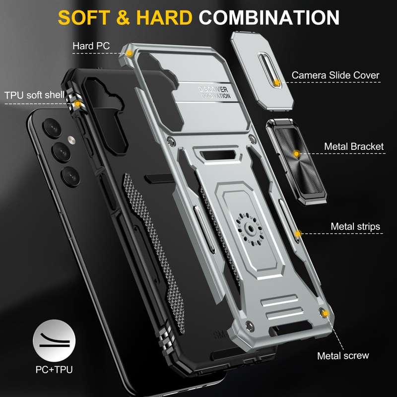 For Samsung Galaxy A05s Armor PC + TPU Camera Shield Phone Case(Grey)