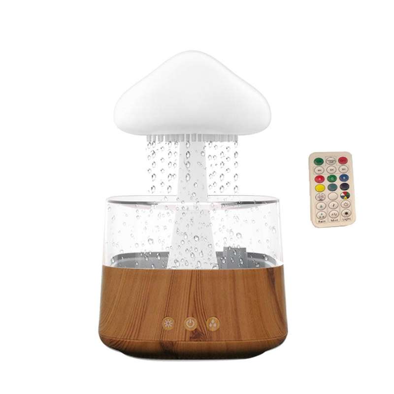 CH08 450ml Rain Humidifier Mushroom Cloud Colorful Night Lamp Aromatherapy Machine, Style: With R...