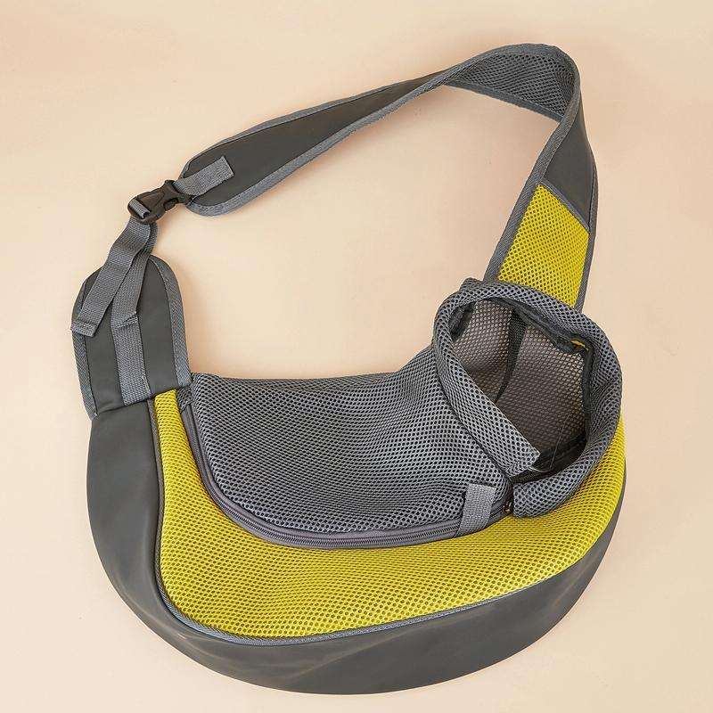 Pet Bag Widened Shoulder Strap Breathable Messenger Cat Bag,Size: Large(Yellow)