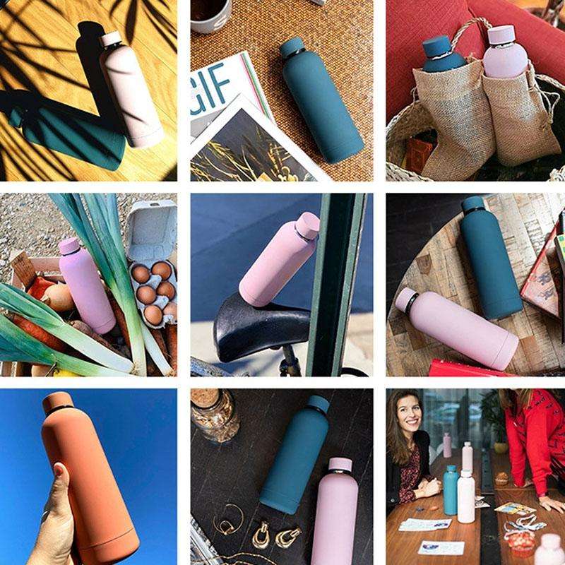 Stainless Steel Outdoor Matte Water Bottle Portable Sports Water Cup Rubber Paint Insulation Cup(...