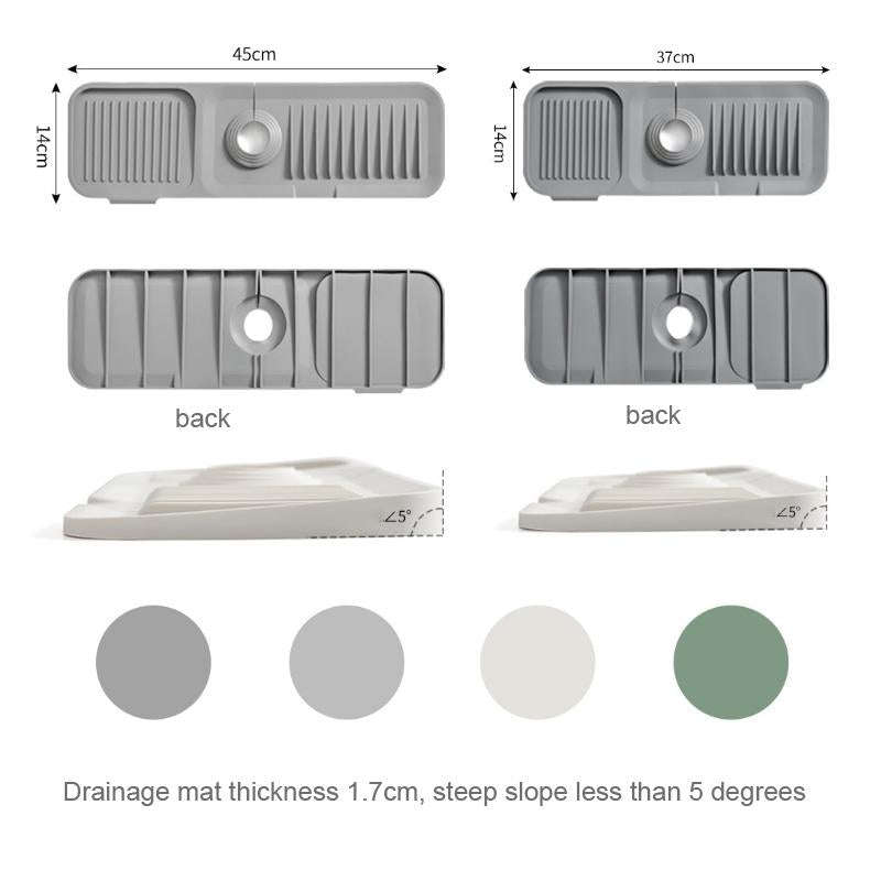 Faucet Silicone Draining Mat Anti-splash Kitchen Sink Non-slip Soap Mat, Size: Large(Light Gray)