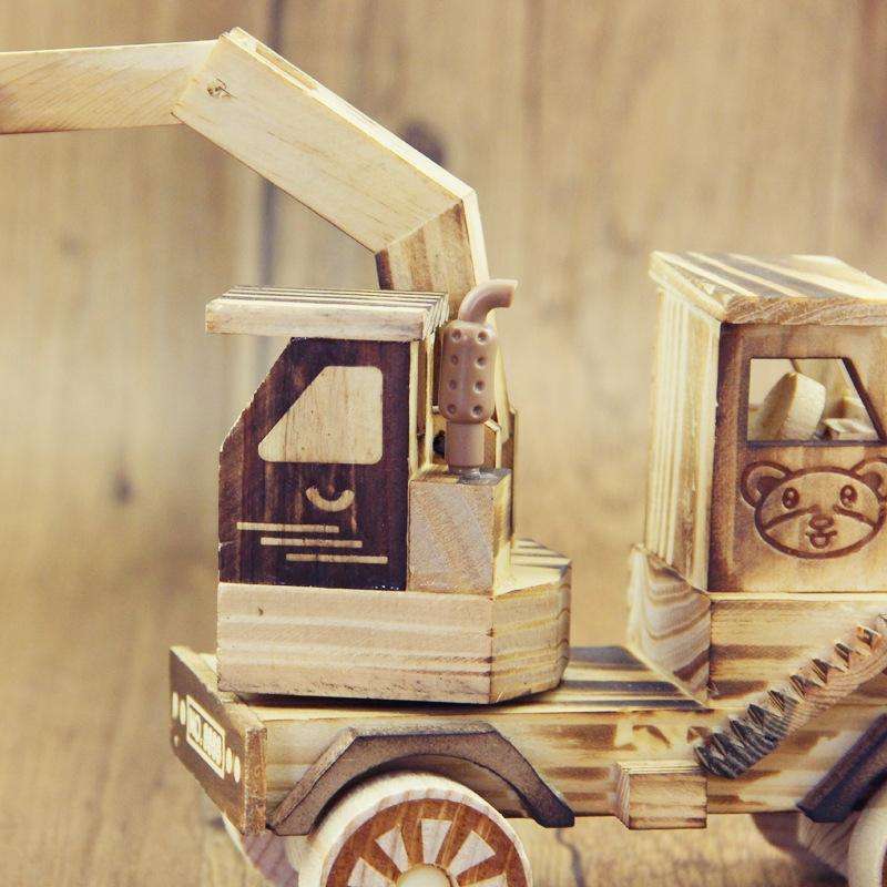A1030 Wooden Model Excavator Ornaments Children Toys(Large)