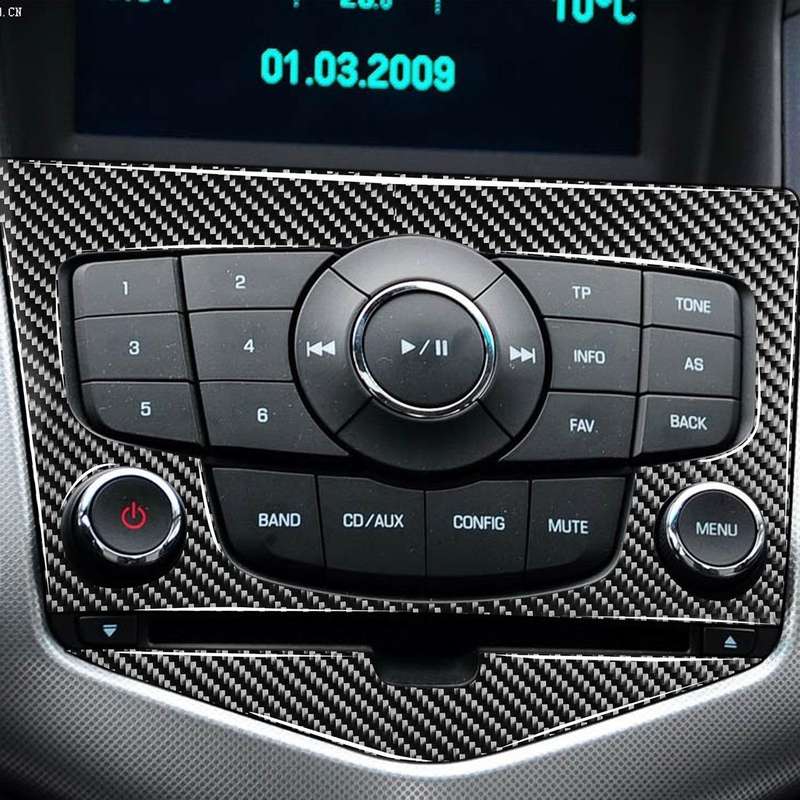 Car Carbon Fiber CD Panel Decorative Sticker for Chevrolet Cruze 2009-2015, Left and Right Drive ...
