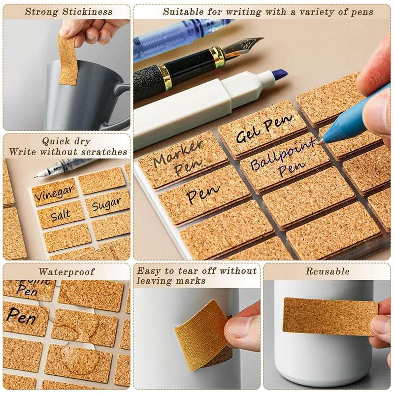 Large Cork 1bag Non-Marking Marker Stickers Kitchen Classification Waterproof Oilproof Self-Adhes...